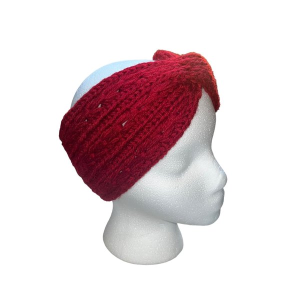 Women's True North Gear Clothing Ruby Red Knit Ear Warmer Headband & BYOS Gloves - Picture 4 of 6